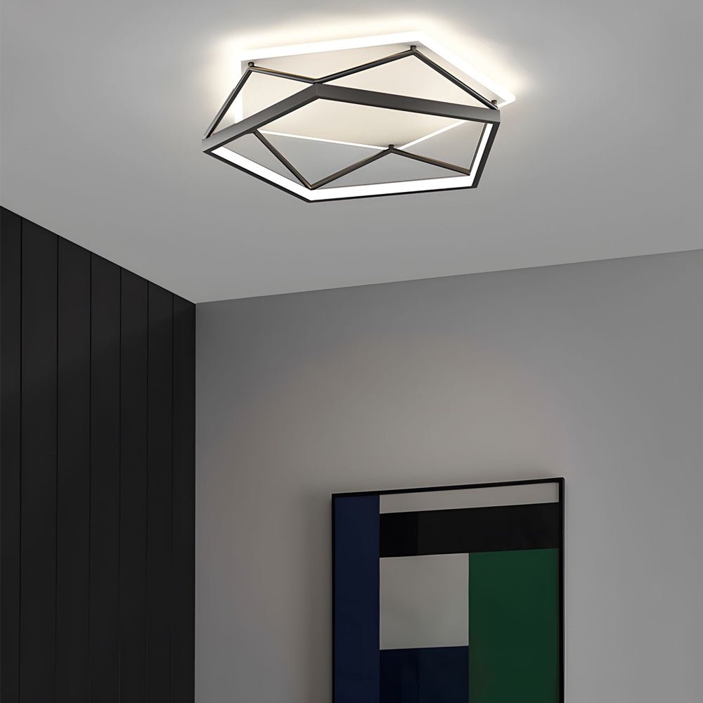 black led flush mount ceiling light with nordic geometric design