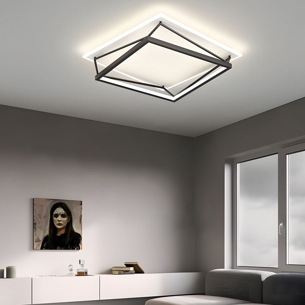 black led flush mount ceiling light with nordic geometric design