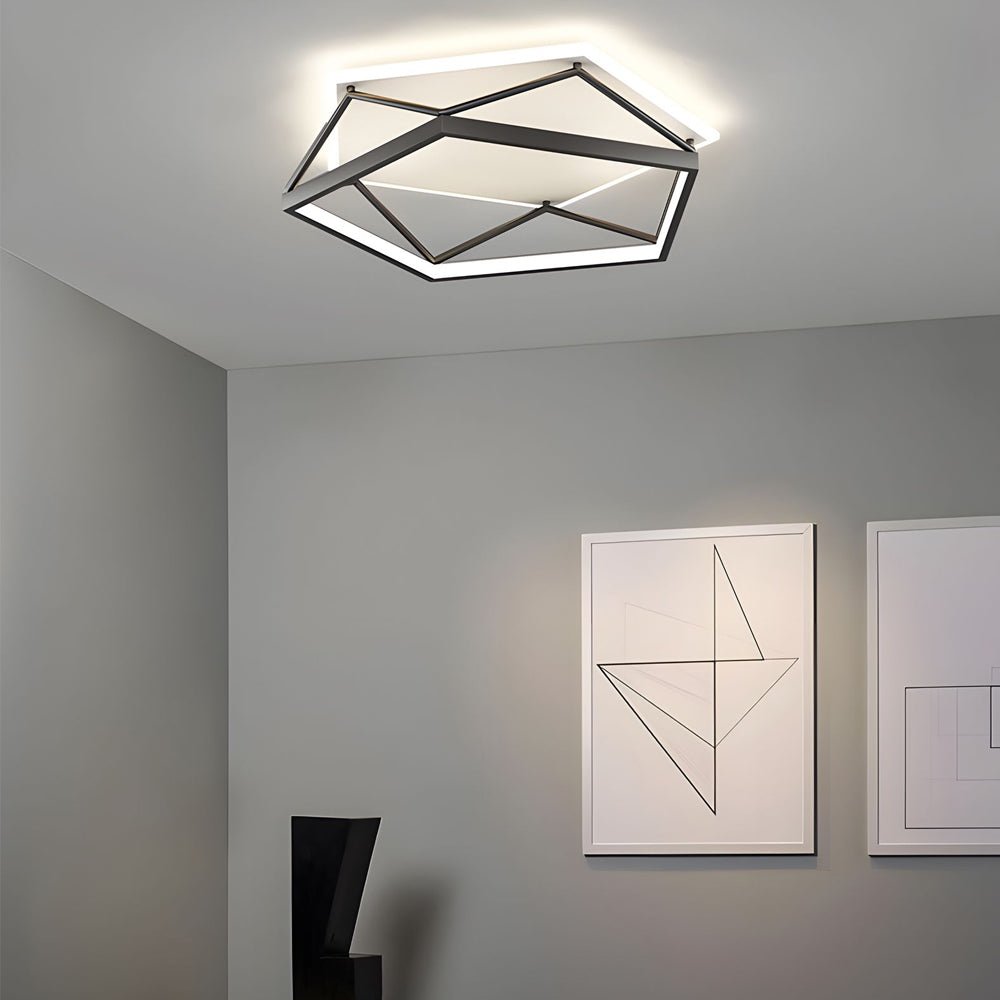 black led flush mount ceiling light with nordic geometric design