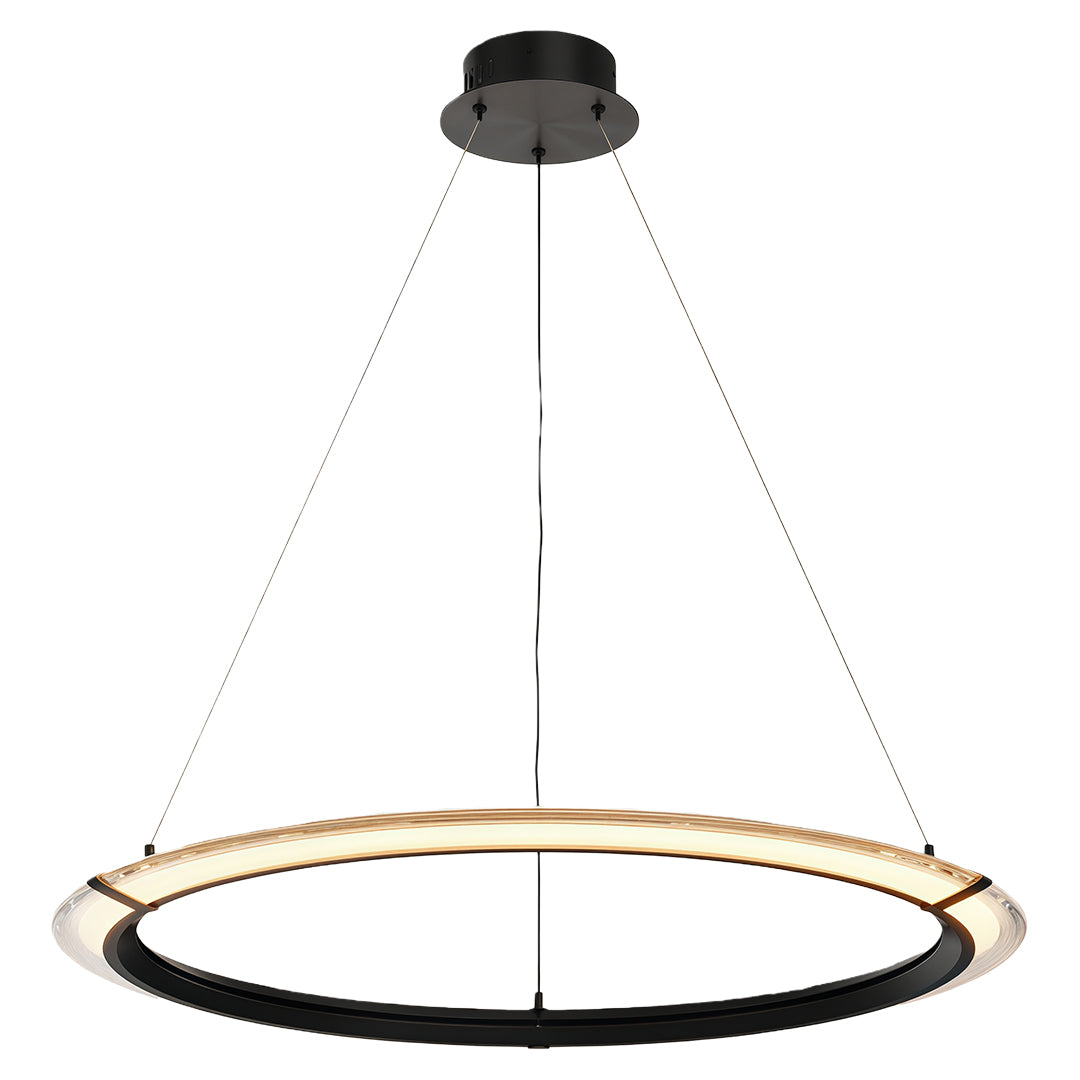 Modern Round Ring Chandelier — Aluminum, LED, Three-Color Dimming (3000K/4500K/6000K), Single, Double, or Triple-Head