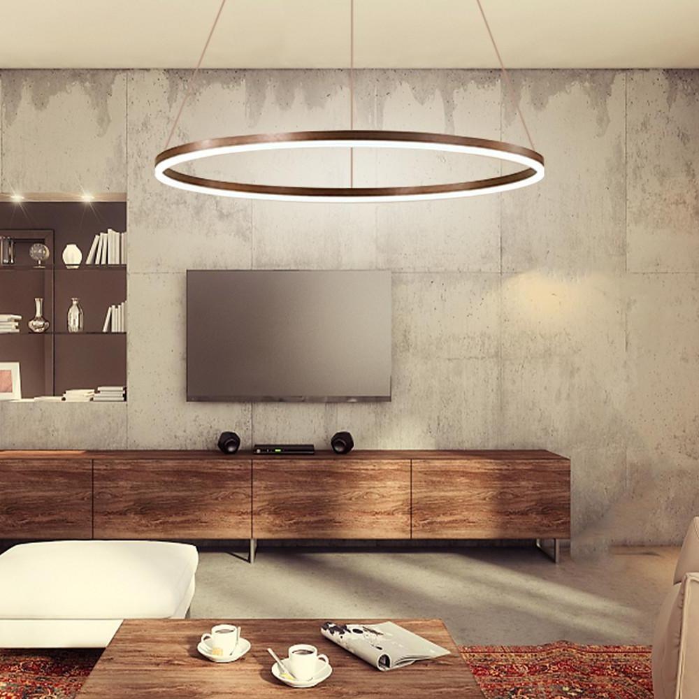 Modern Black LED Ring Chandelier — Aluminum, Acrylic Diffuser, Three-Color Dimmable, 16"/24"/31"