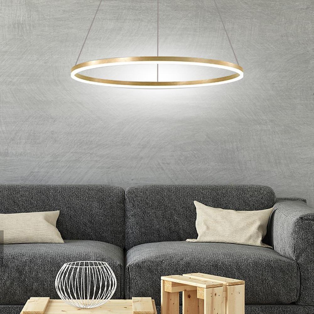 Modern Black LED Ring Chandelier — Aluminum, Acrylic Diffuser, Three-Color Dimmable, 16"/24"/31"