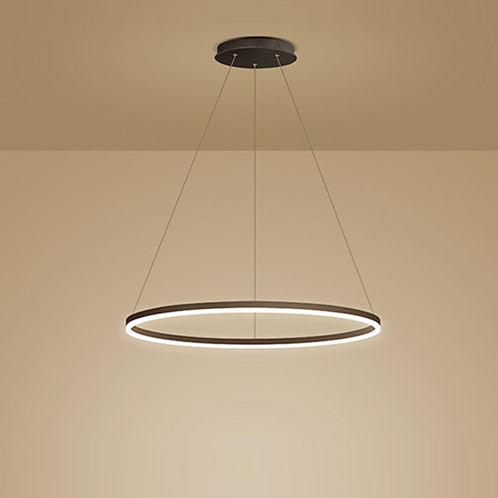 Modern Black LED Ring Chandelier — Aluminum, Acrylic Diffuser, Three-Color Dimmable, 16"/24"/31"