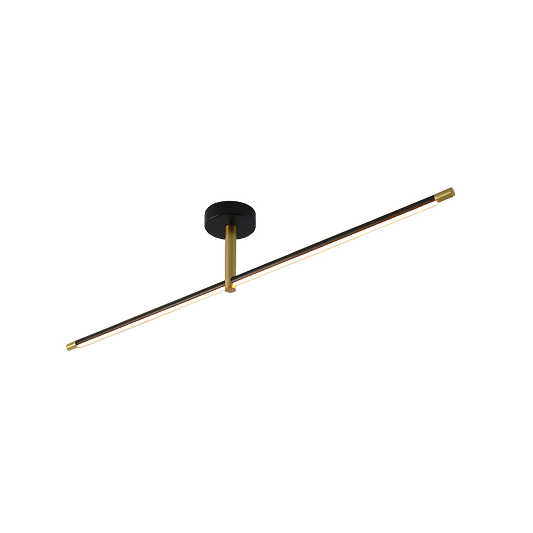 Minimalist Linear Semi-Flush Mount — Aluminum & Wrought Iron, Acrylic Shade, 12W–24W LED, 68cm–128cm