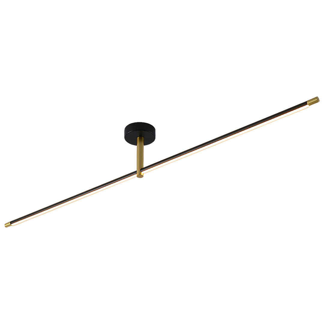 Minimalist Linear Semi-Flush Mount — Aluminum & Wrought Iron, Acrylic Shade, 12W–24W LED, 68cm–128cm
