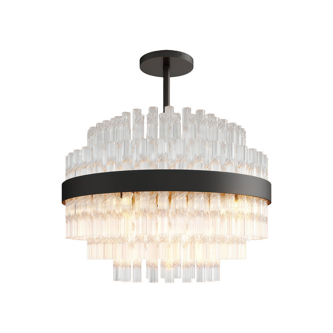 Industrial Modern Chandelier — Solid Brass, Transparent Glass, G9, Multiple Sizes