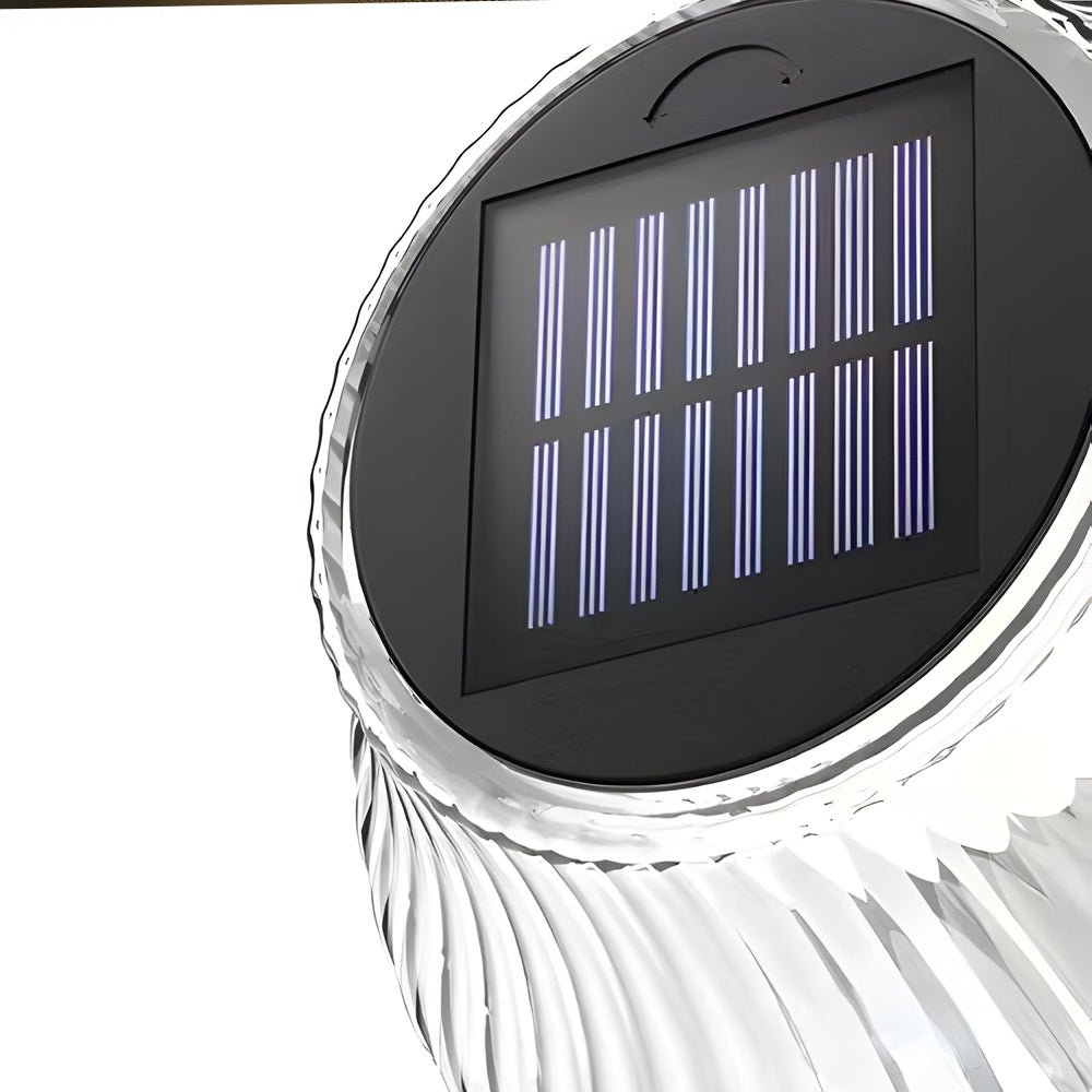 Adjustable Glass Shade Outdoor Wall Sconce — Black Iron Arm, Solar LED, IP44 Weatherproof