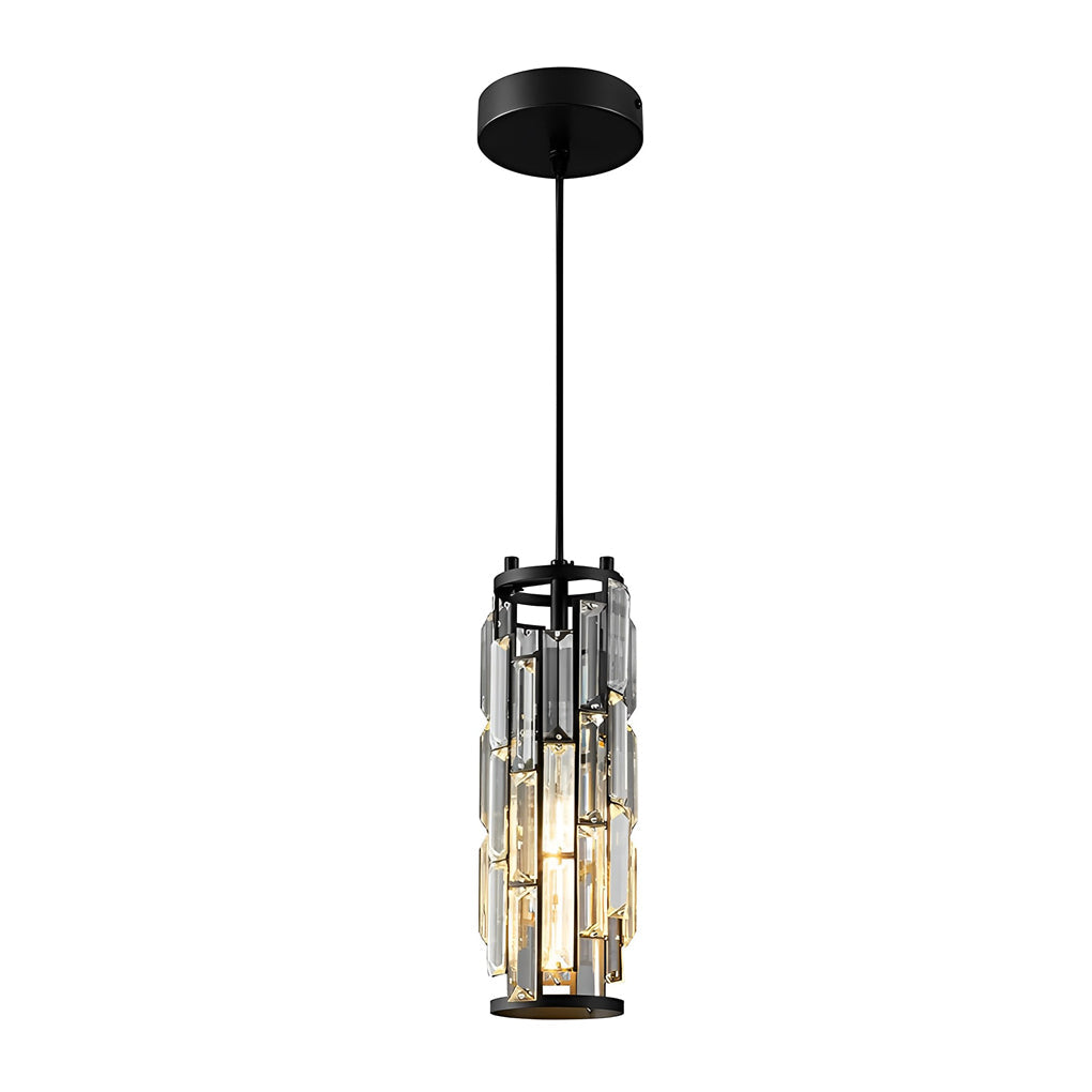 Industrial Mini Crystal Pendant — Iron Frame, Crystal Glass Shade, 1- or 3-Light, E27, Black / Gold / Chrome
