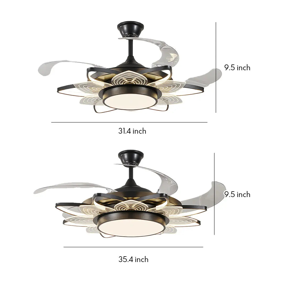 Minimalist Black Modern Ceiling Fan with Light - Iron Body Design Luxe