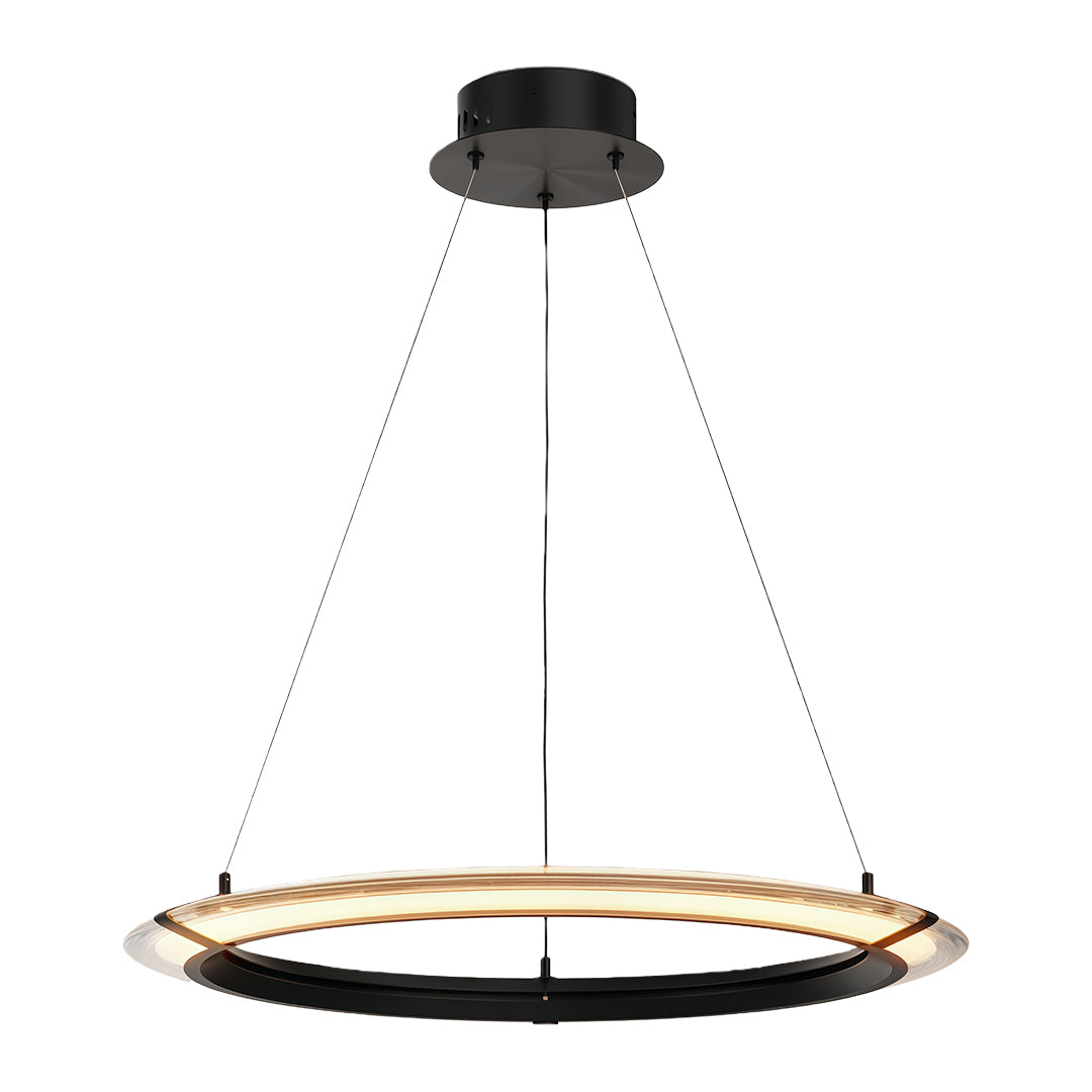 Modern Round Ring Chandelier — Aluminum, LED, Three-Color Dimming (3000K/4500K/6000K), Single, Double, or Triple-Head
