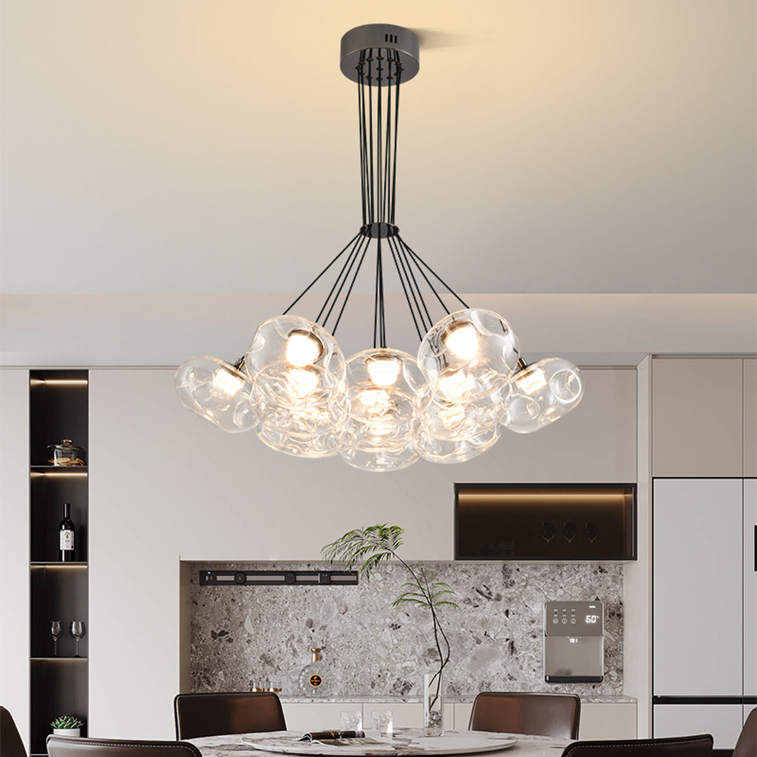 Minimalist Starry Sky LED Chandelier — Stainless Steel and Glass, 7- or 13-Light, Three-Color Dimming, Ra≥97