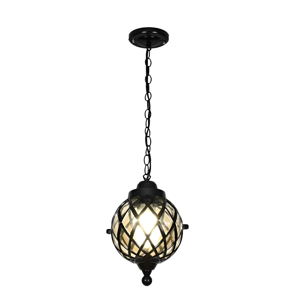 Globe Outdoor Hanging Pendant — Aluminum and Glass, E27, IP54, Black or Antique Copper