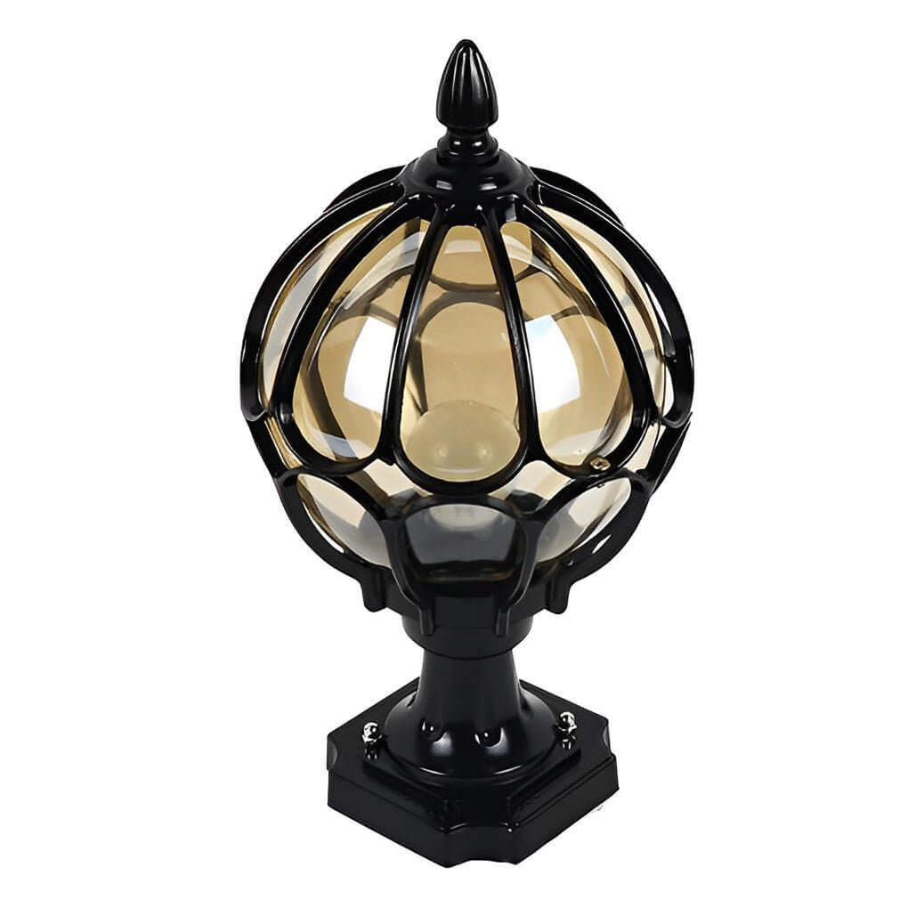 retro glass globe outdoor pillar lights copper fence post lighting