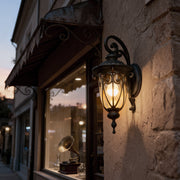 Lantern Outdoor Wall Sconce — Black Aluminum, Translucent Glass, Up/Down, IP54, E27, 3 Sizes