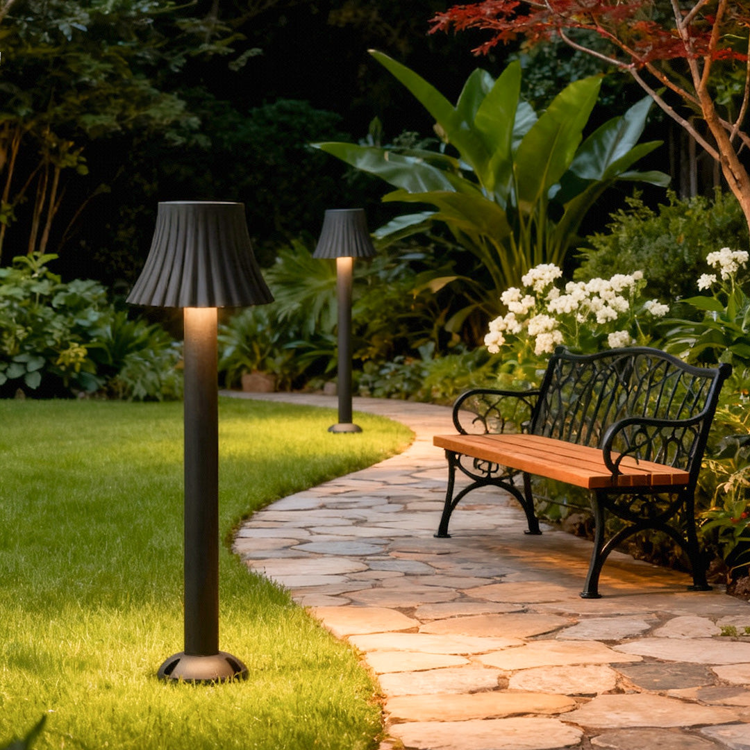 Mushroom Outdoor Path Light — Black Aluminum, 12W LED, IP54, 23.62" H