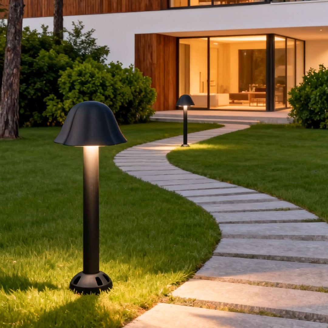 Mushroom Outdoor Path Light — Black Aluminum, 12W LED, IP54, 23.62" H