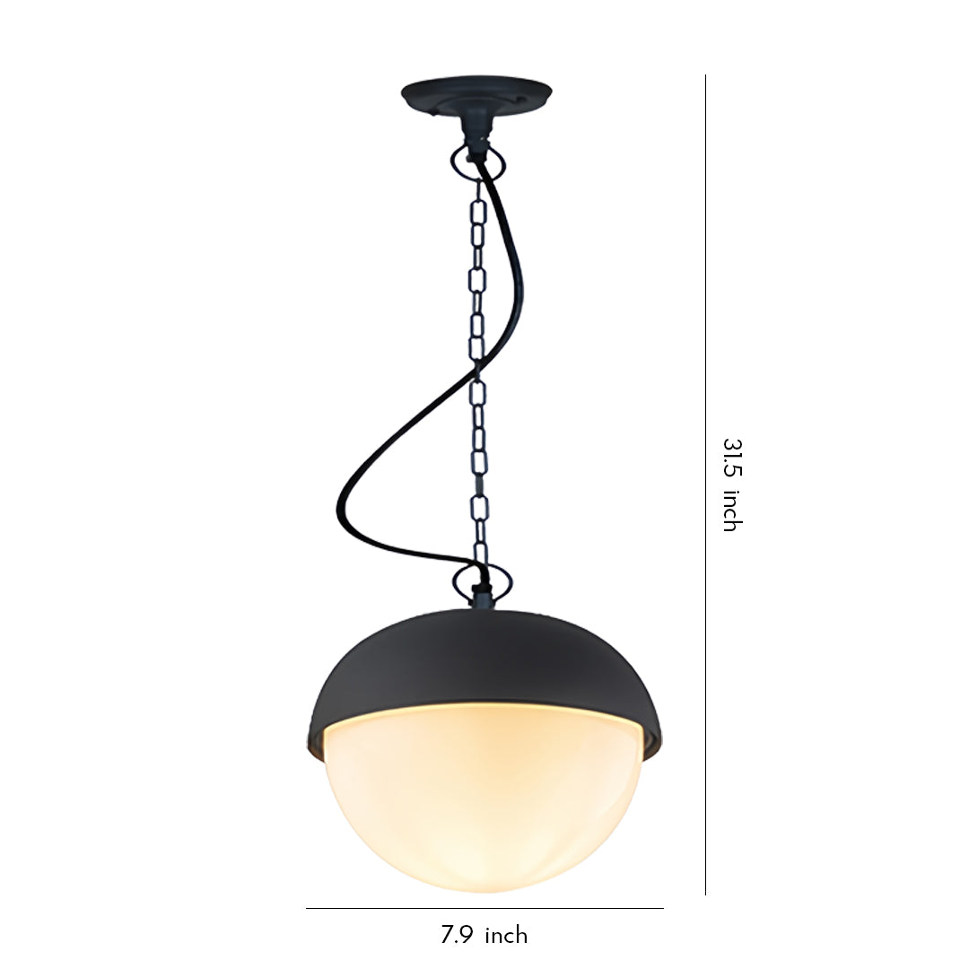 Black Outdoor Pendant Light — Die-Cast Aluminum, 20W LED, IP54, 19.7" Chain