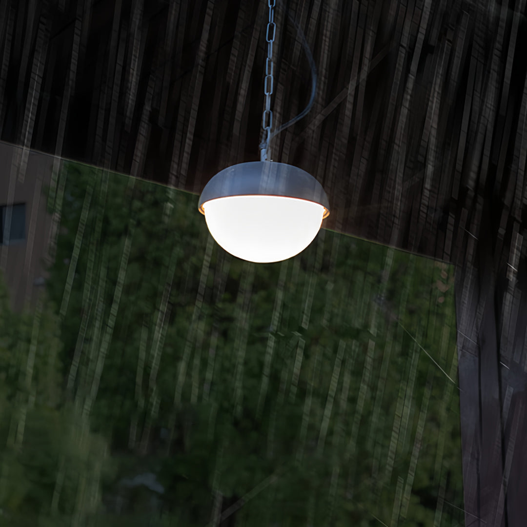 Black Outdoor Pendant Light — Die-Cast Aluminum, 20W LED, IP54, 19.7" Chain