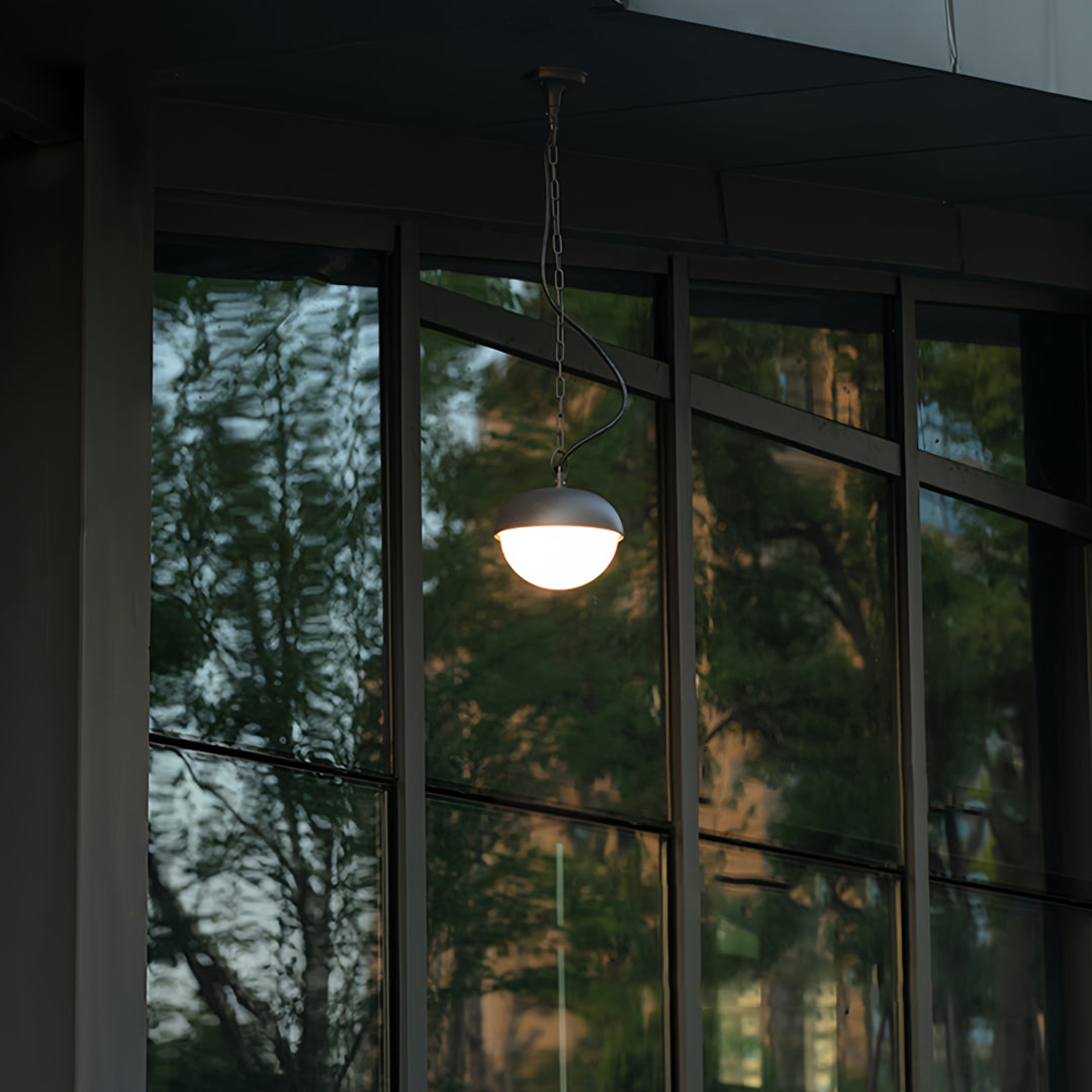 Black Outdoor Pendant Light — Die-Cast Aluminum, 20W LED, IP54, 19.7" Chain