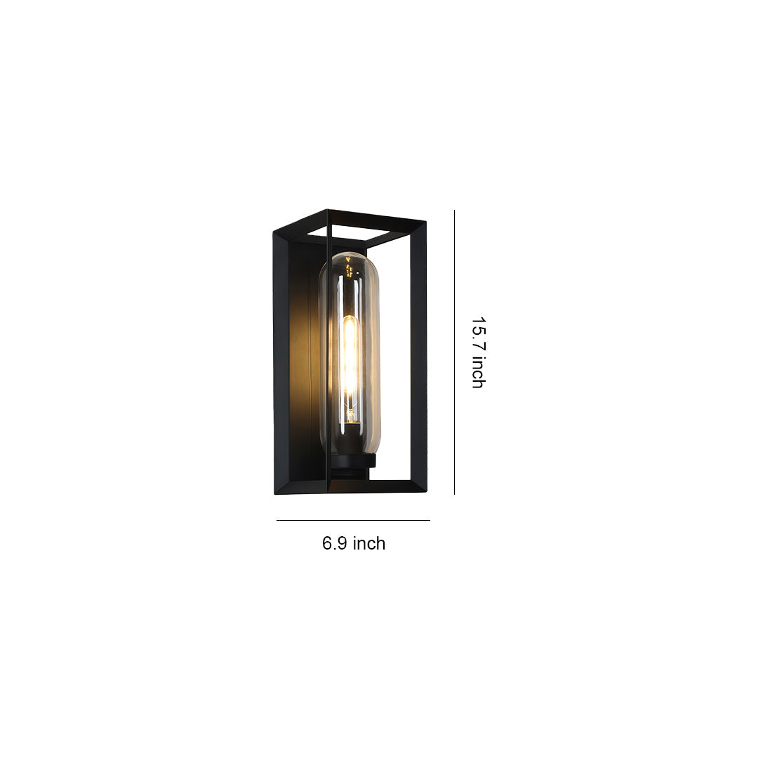 Modern Square Outdoor Wall Sconce — Black, Metal, IP54 Waterproof, E27 Hardwired