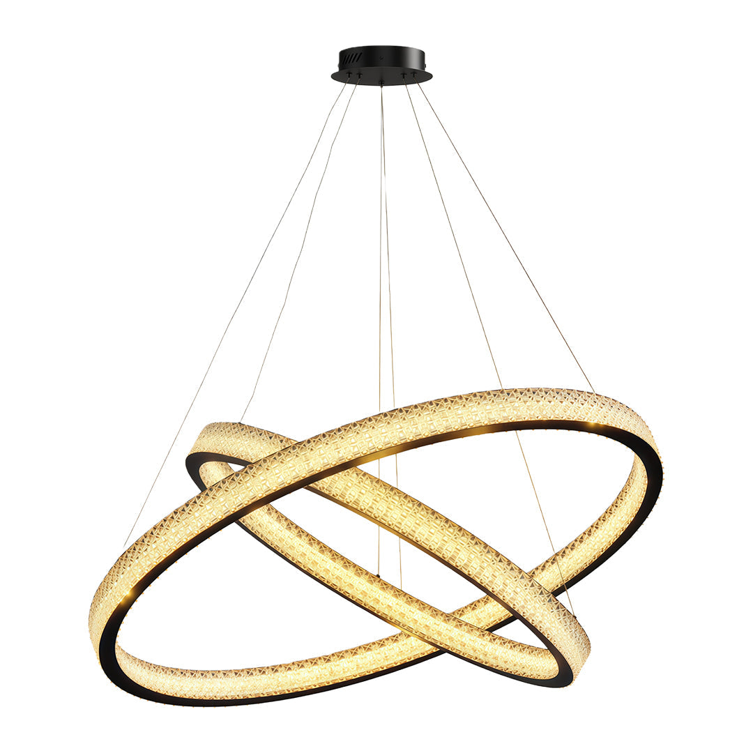 Circular Ring Chandelier — Full Copper, Dimmable LED, 50W–220W, Multiple Sizes