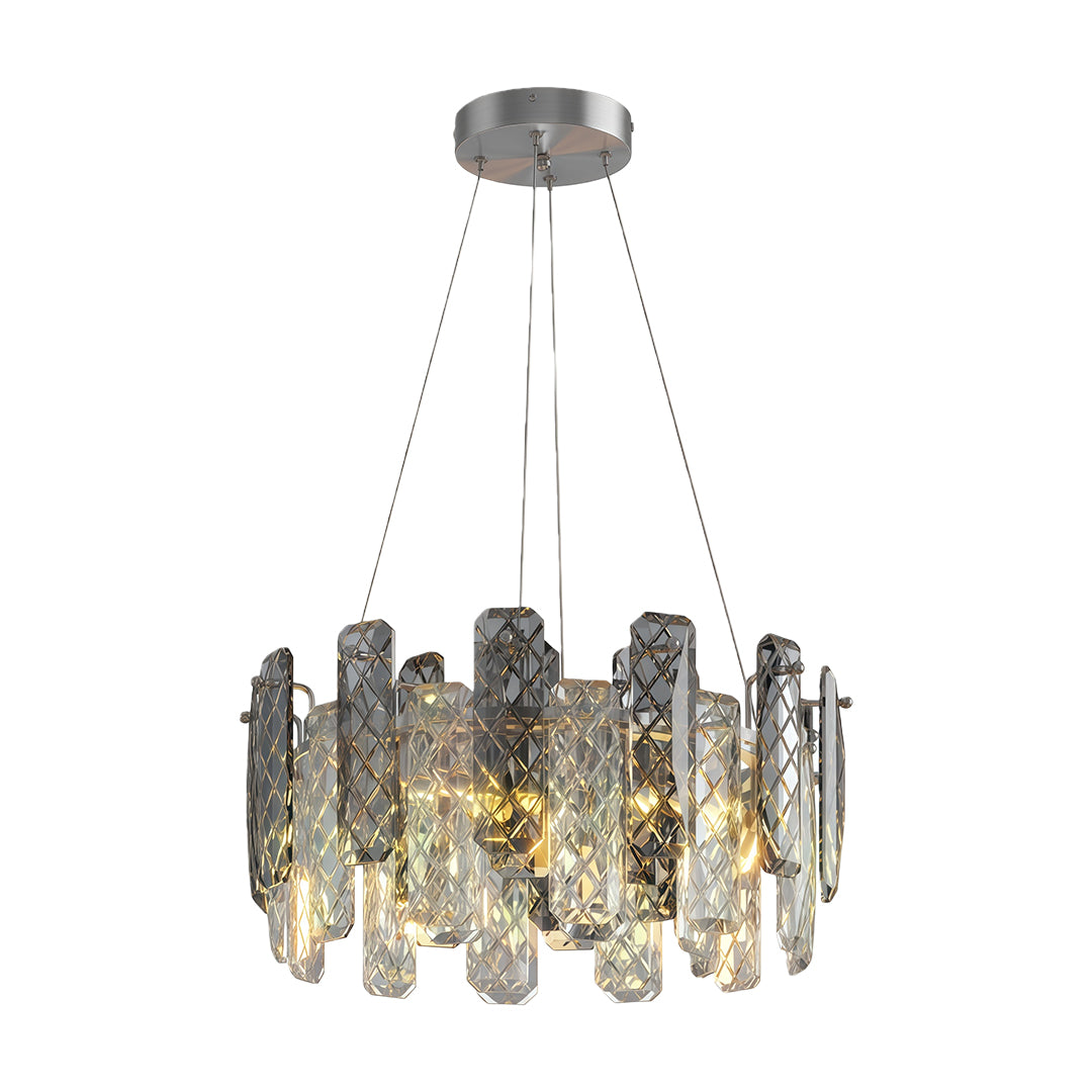 Contemporary Crystal Chandelier — Copper / Chrome / Black, Cut Crystal, Eye-Protecting, 47.2" Adjustable Chain