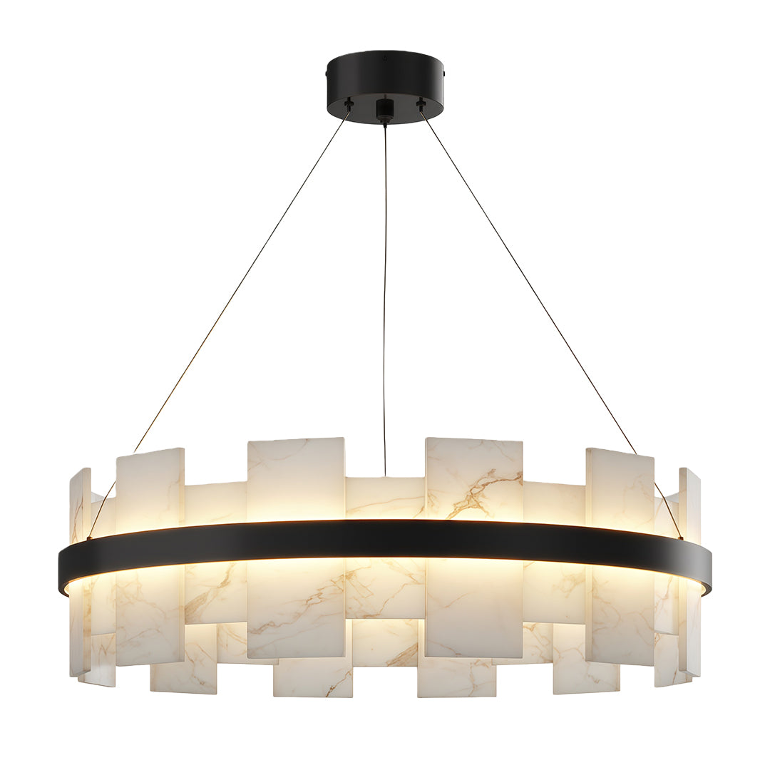 Cloud Stone Modern Chandelier — Solid Brass, 3000K/4000K/6000K, 47.2" Chain, Brass / Nickel / Black