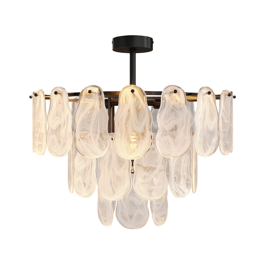 Mid-Century Modern Chandelier — Full-Copper Frame, Transparent Glass, E14, Multiple Sizes