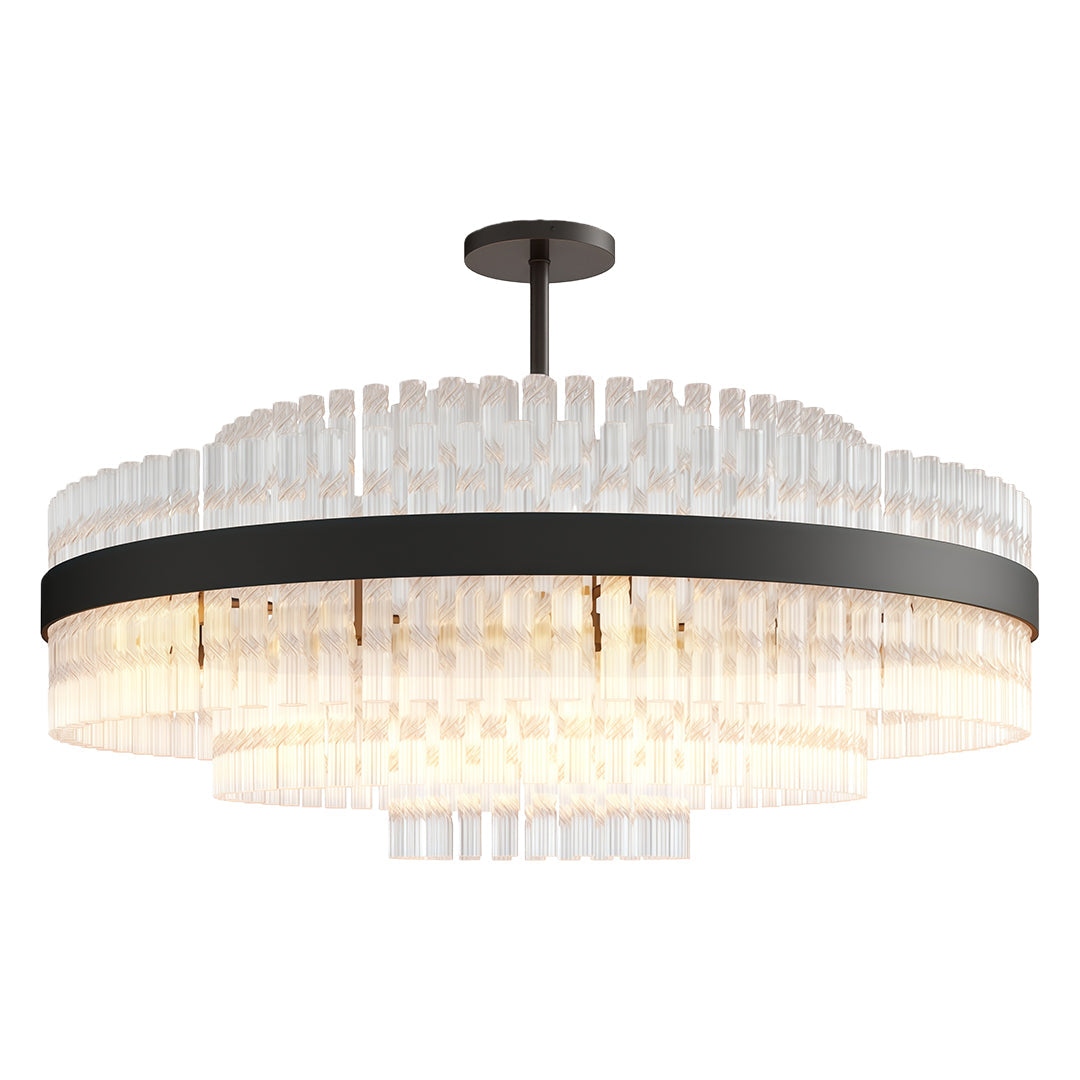 Industrial Modern Chandelier — Solid Brass, Transparent Glass, G9, Multiple Sizes