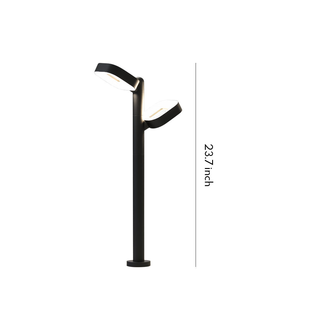Dual-Head Black Outdoor Path Light — Aluminum & Acrylic, 24W LED, IP54 Weatherproof