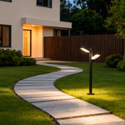 Dual-Head Black Outdoor Path Light — Aluminum & Acrylic, 24W LED, IP54 Weatherproof