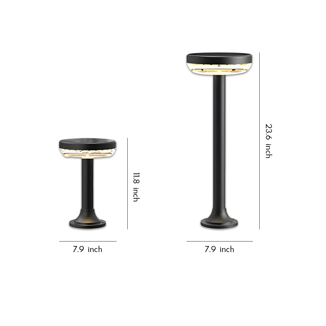 Black Solar Outdoor Path Light — Aluminum & ABS, LED, IP65 Weatherproof, 10-Hour Runtime