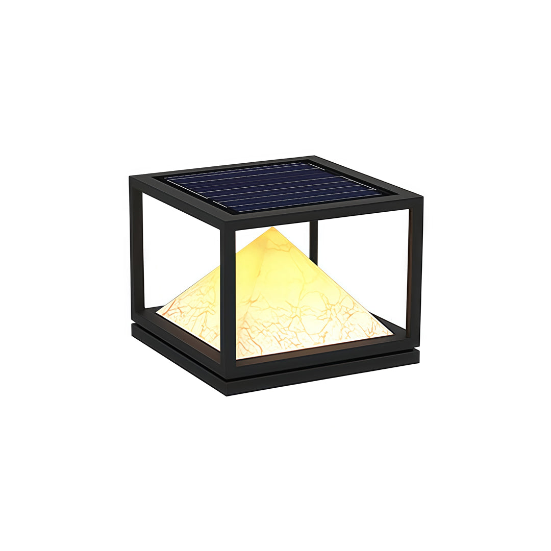 Faux Marble Outdoor Pillar Light — Stainless Steel, 16W LED, IP65, Solar / Hardwired