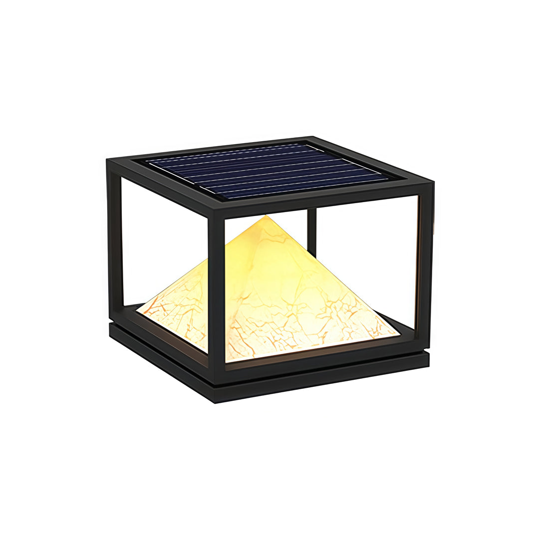 Faux Marble Outdoor Pillar Light — Stainless Steel, 16W LED, IP65, Solar / Hardwired