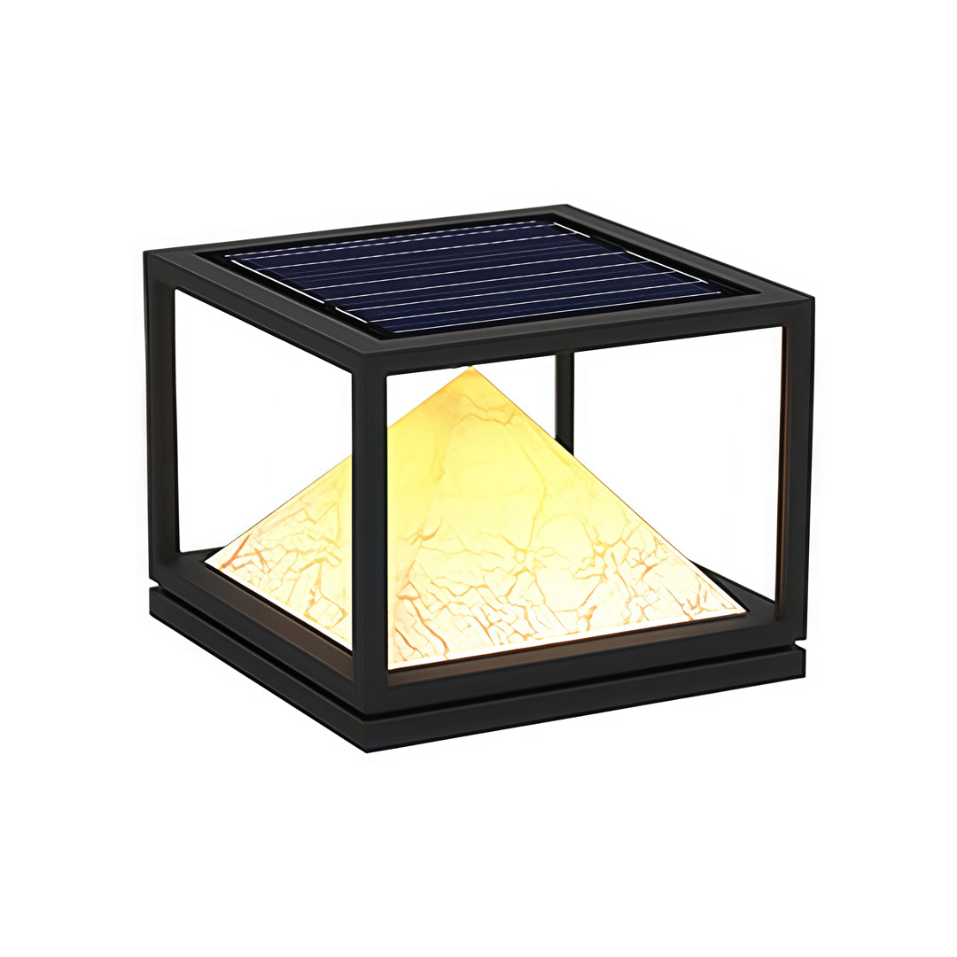 Faux Marble Outdoor Pillar Light — Stainless Steel, 16W LED, IP65, Solar / Hardwired