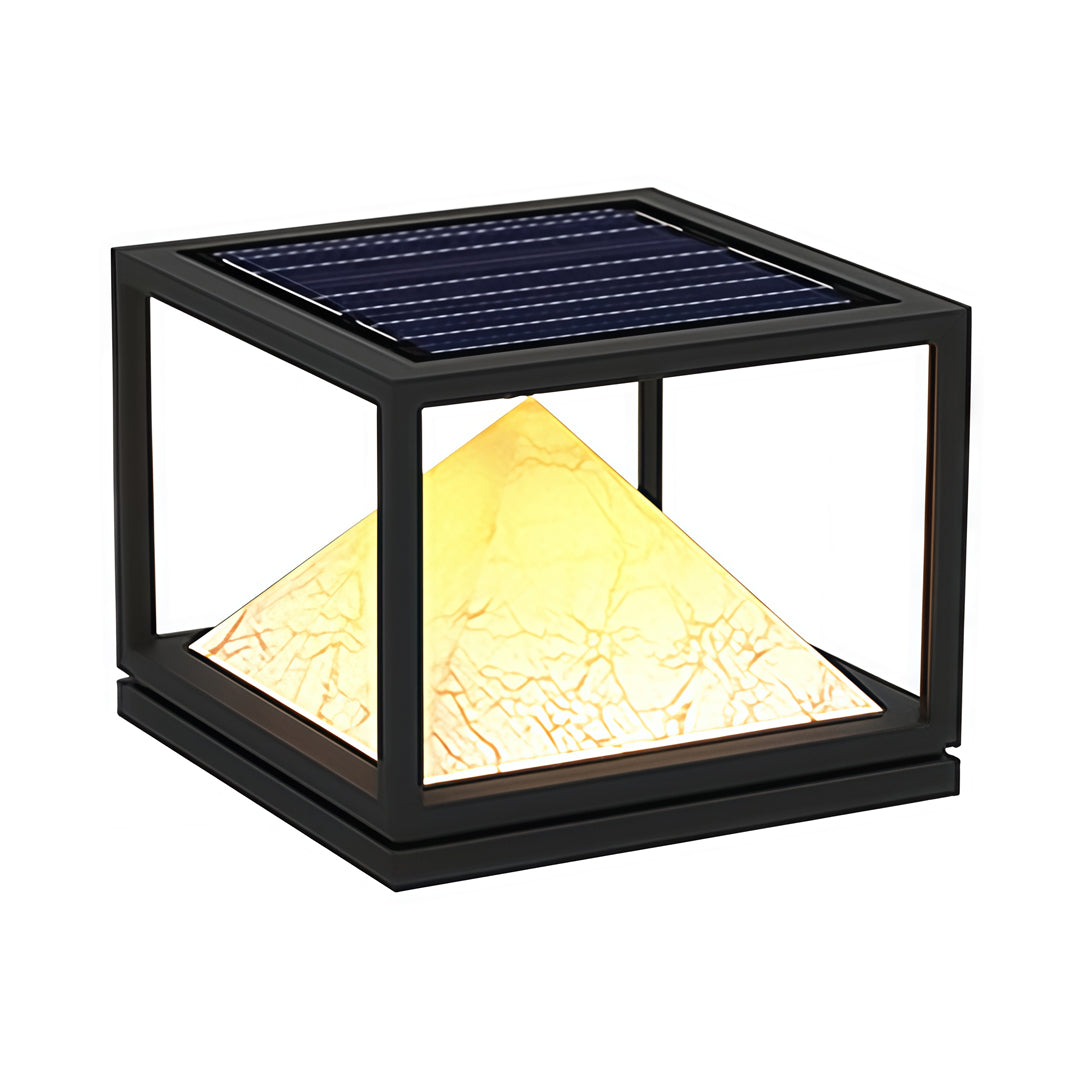Faux Marble Outdoor Pillar Light — Stainless Steel, 16W LED, IP65, Solar / Hardwired