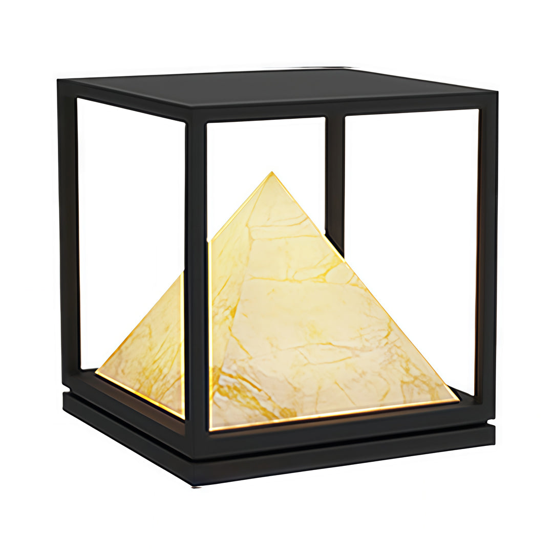 Faux Marble Outdoor Pillar Light — Stainless Steel, 16W LED, IP65, Solar / Hardwired