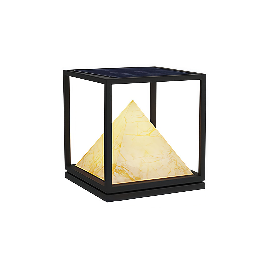 Faux Marble Outdoor Pillar Light — Stainless Steel, 16W LED, IP65, Solar / Hardwired