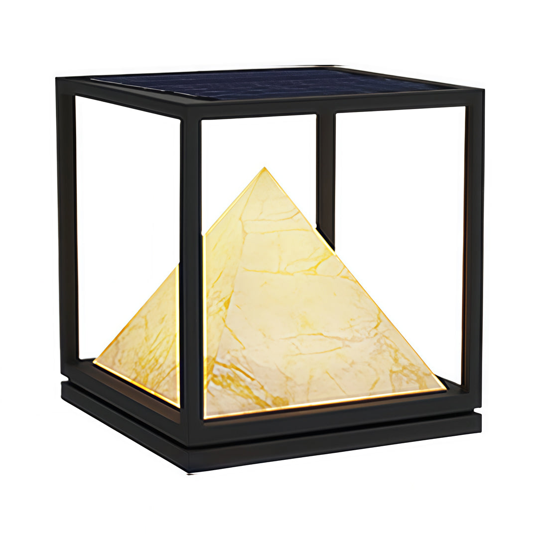 Faux Marble Outdoor Pillar Light — Stainless Steel, 16W LED, IP65, Solar / Hardwired