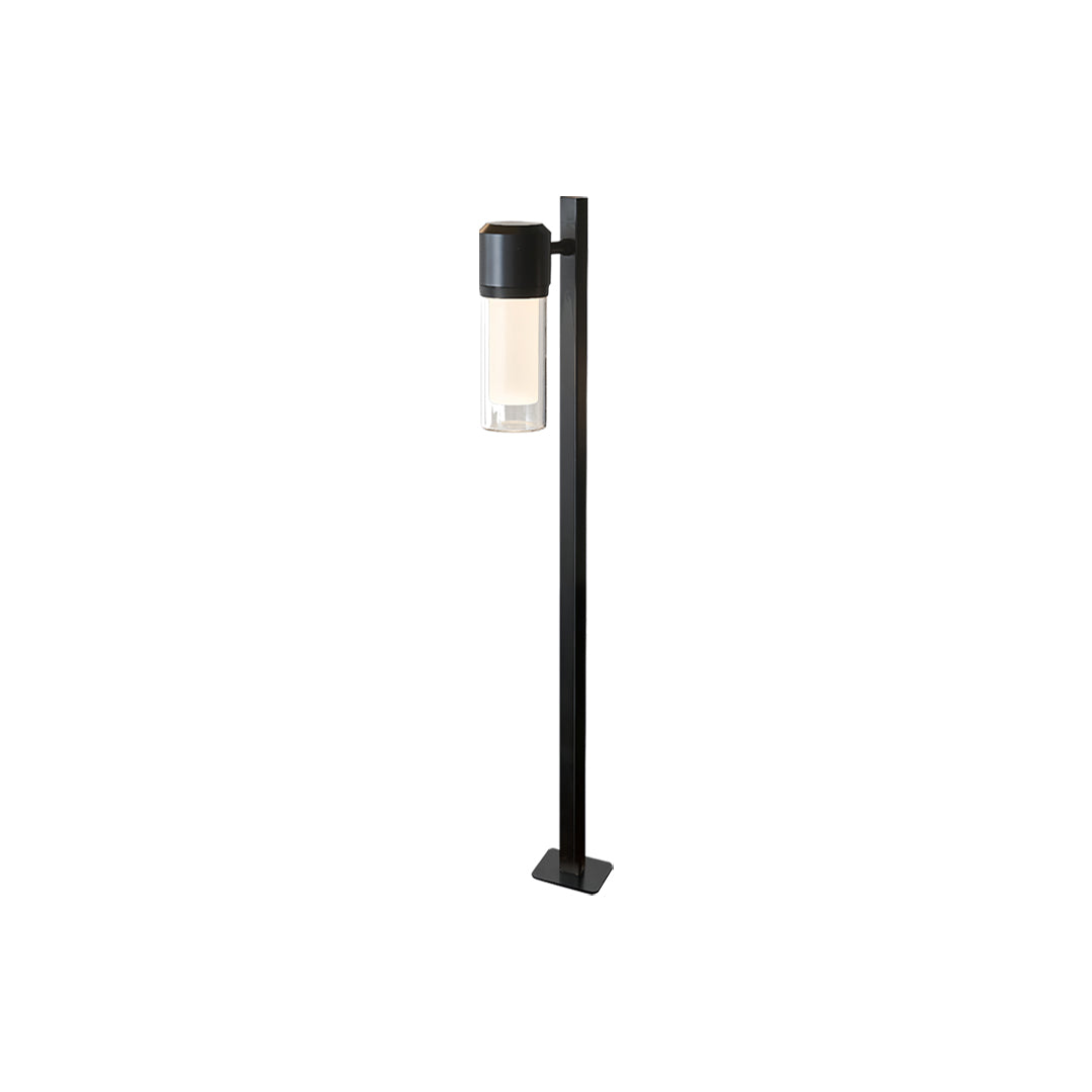 Contemporary Outdoor Path Light — Black Aluminum, Clear Glass, LED Ra90, IP65, Single or Double-Head, 27.6" or 35.4"