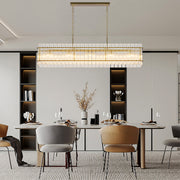 Iron and Glass Chandelier — Black or Copper Finish, 8-Light / 10-Light, 59.1" Adjustable Chain, E12