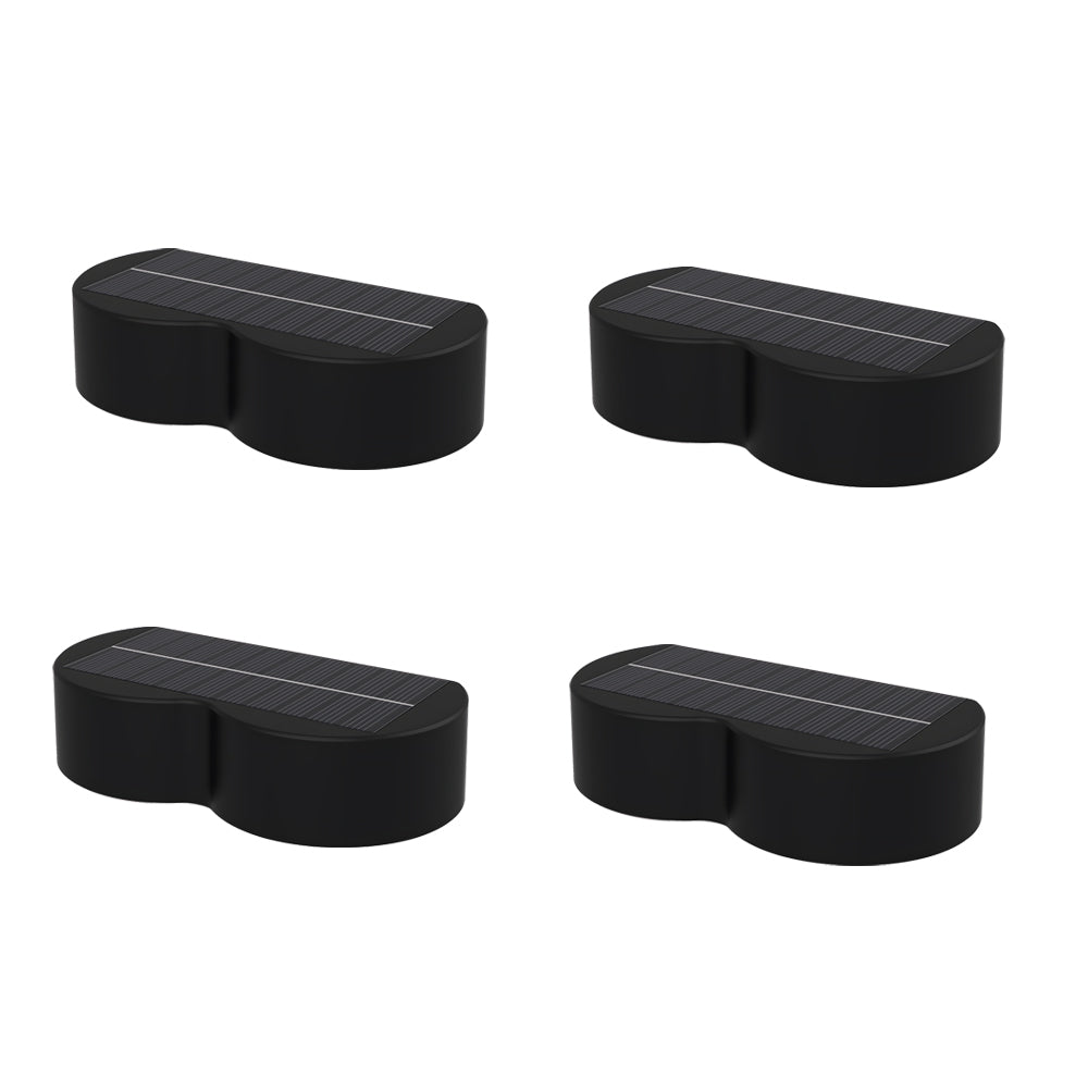 Modern Solar Outdoor Wall Wash Sconce, 4-Pack — Black, LED, Dual-Color + RGB, IP65, Dusk-to-Dawn