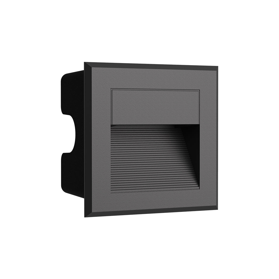 Square Recessed Outdoor Step Light — Die-Cast Aluminum, Black, OSRAM LED, 2W / 6W, 3000K, IP65