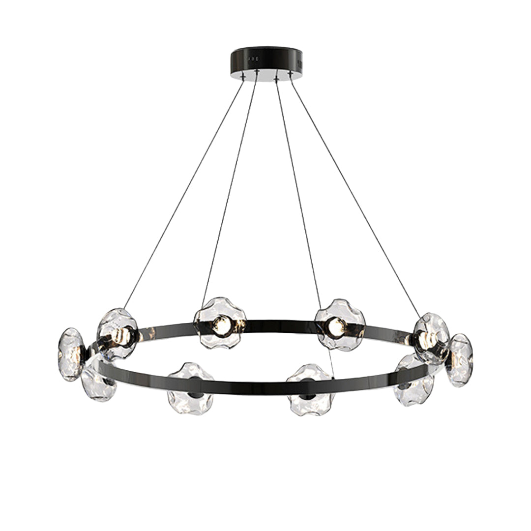 Dome Glass Ring Chandelier — Stainless Steel, 6/8/10-Light, Tri-Color Dimming, Black or Gold