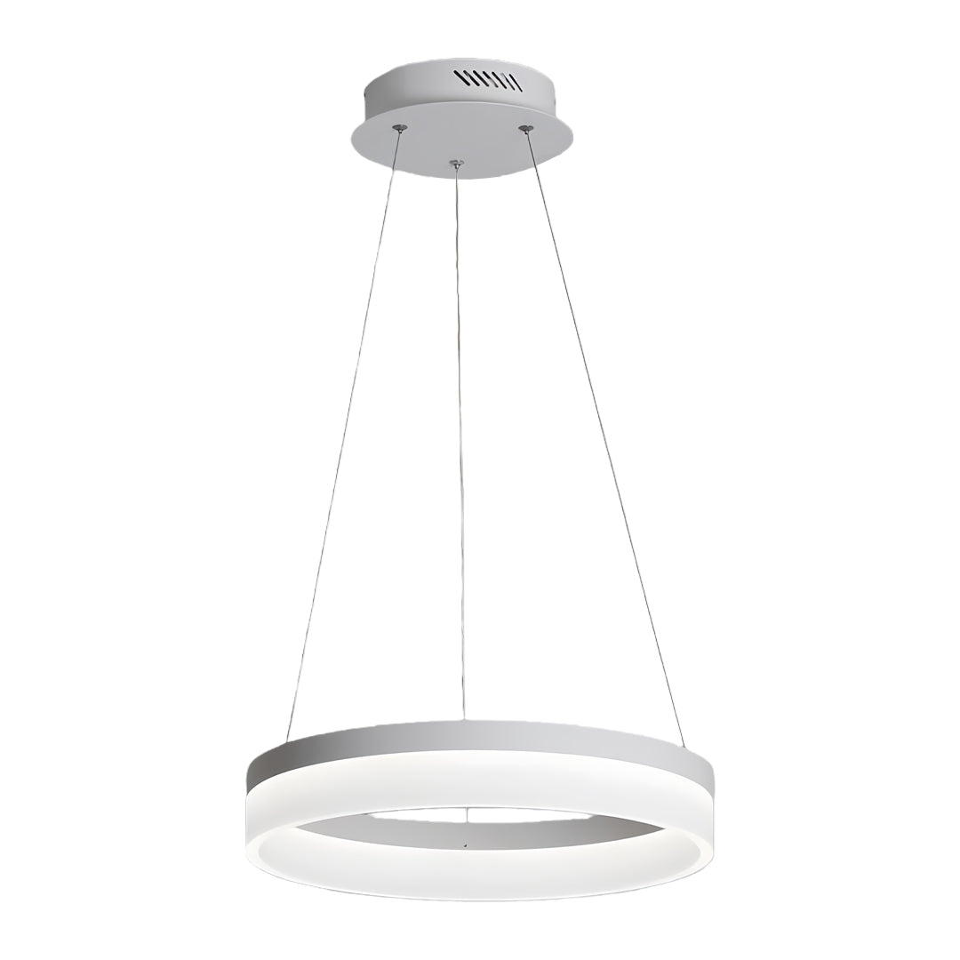 Ring Pendant Chandelier — Black Aluminum, 15.75" Circle, LED Three-Color Dimmable