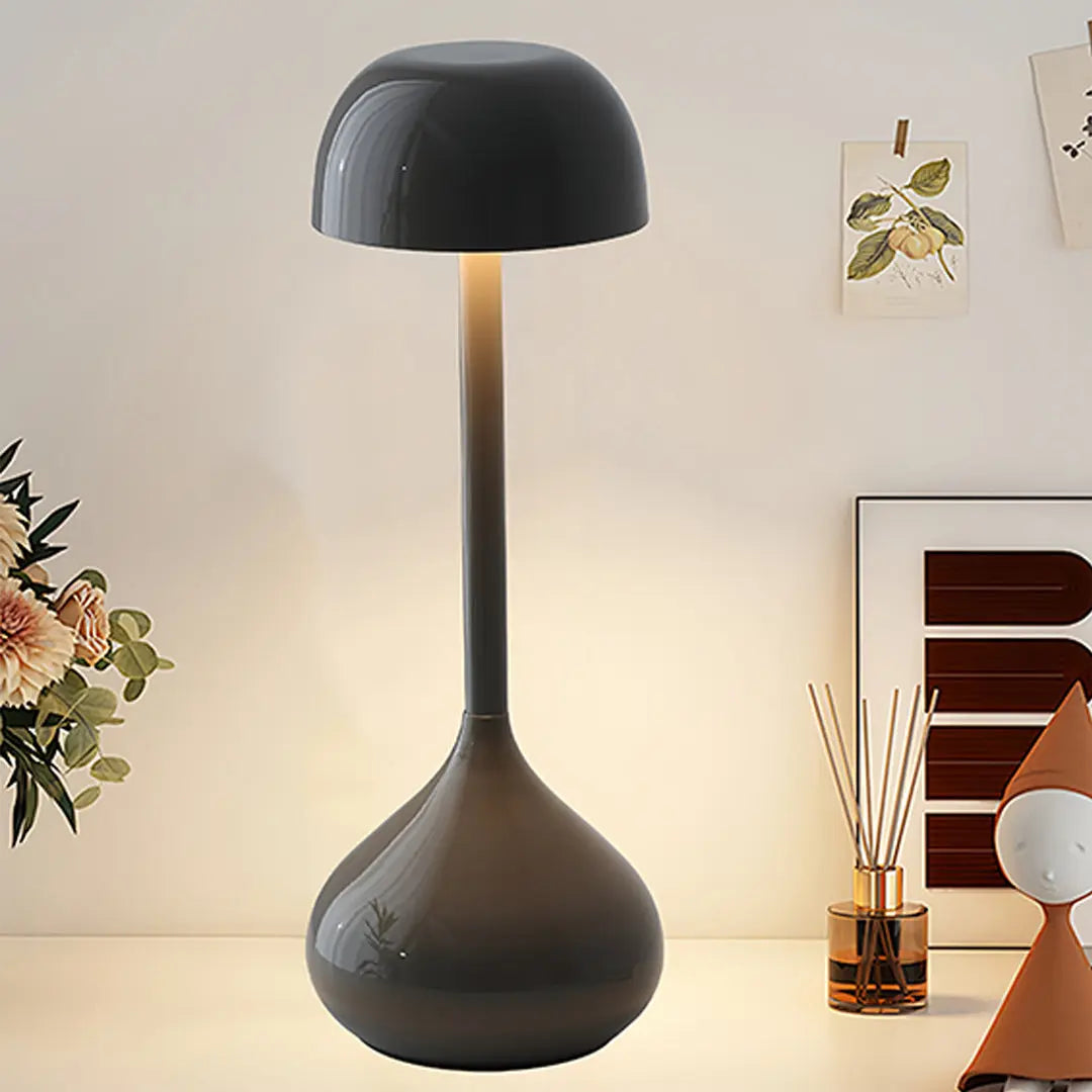 Minimalist Gourd-Shaped Rustic Metal Table Lamp - Rechargeable Design Luxe