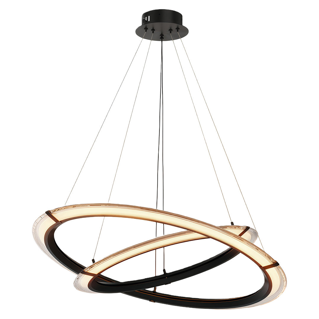 Modern Round Ring Chandelier — Aluminum, LED, Three-Color Dimming (3000K/4500K/6000K), Single, Double, or Triple-Head