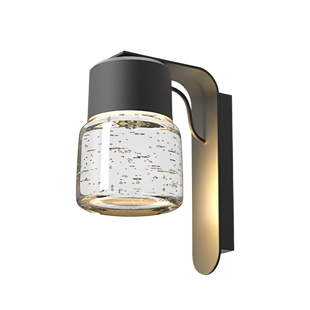 Minimalist Outdoor Wall Sconce — Black Stainless Steel, Clear Glass, 12W LED, IP65, Optional Motion Sensor