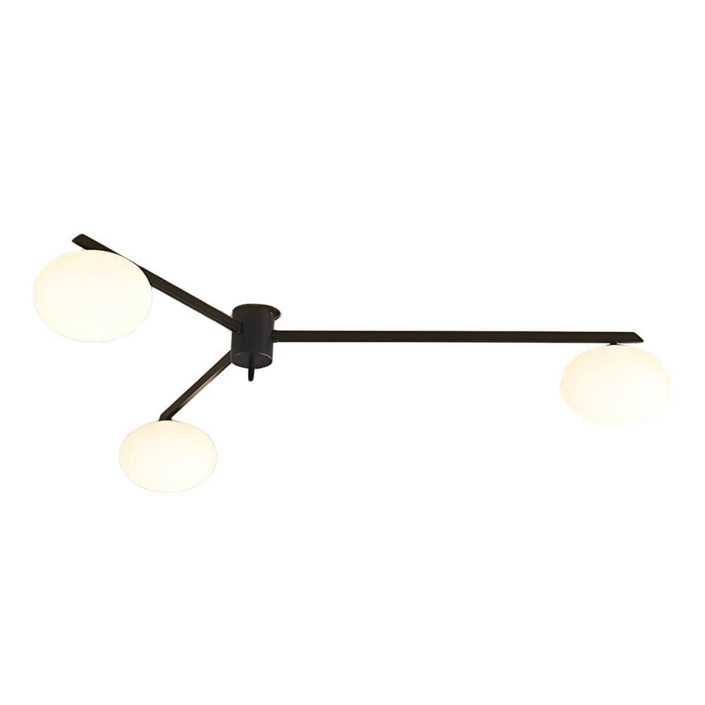 black semi flush ceiling light with white glass bubble