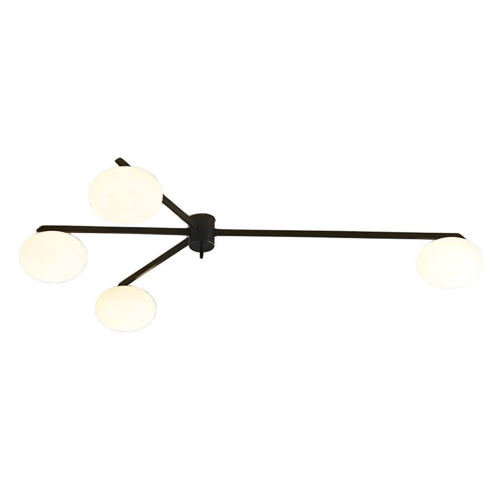 black semi flush ceiling light with white glass bubble